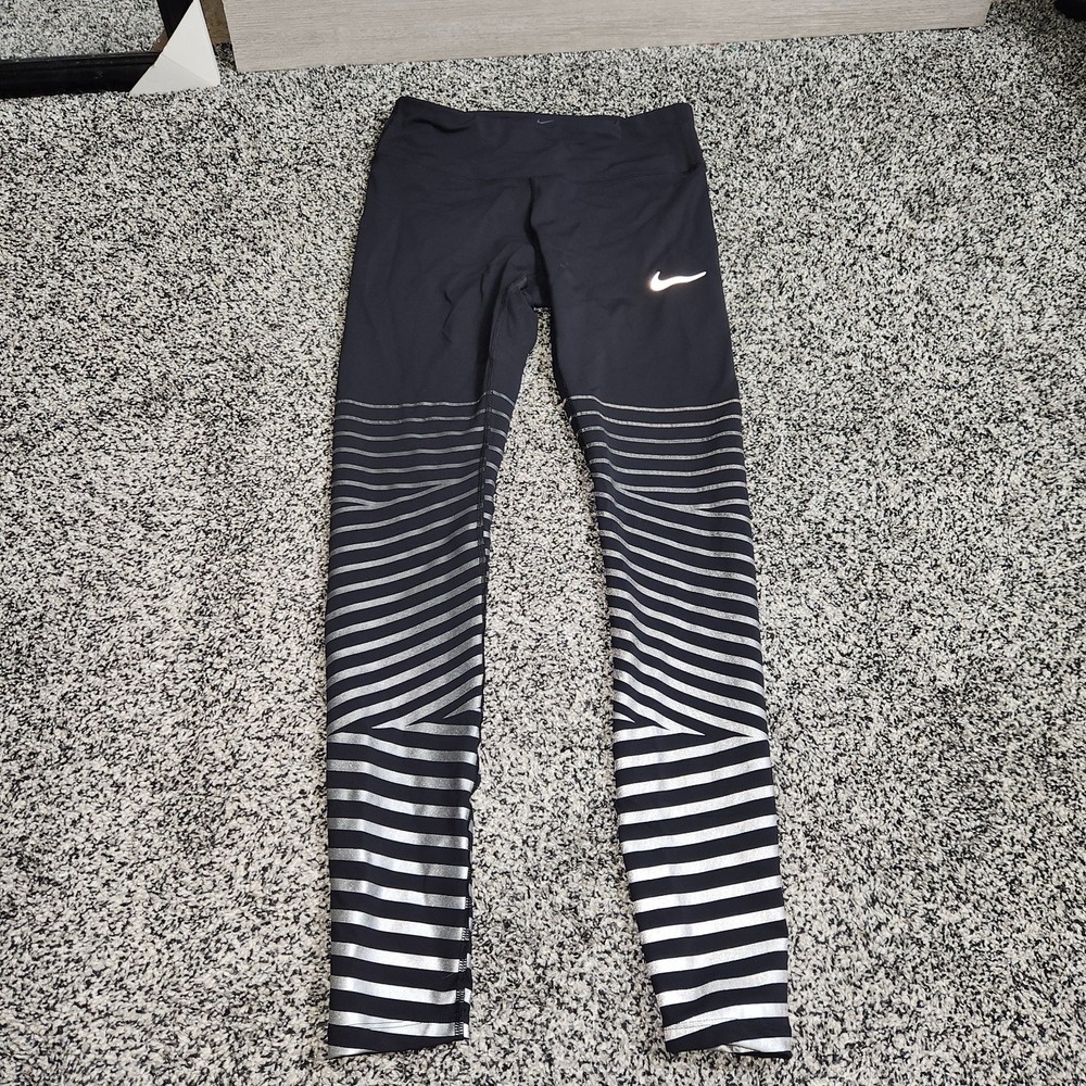 Nike Power Epic Lux Flash Legging Black reflective silver Strips Hi Rise Women S